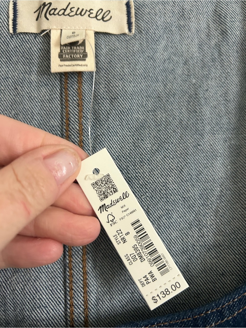 NWT Madewell Denim Button-Front Dress - Picture 2 of 3